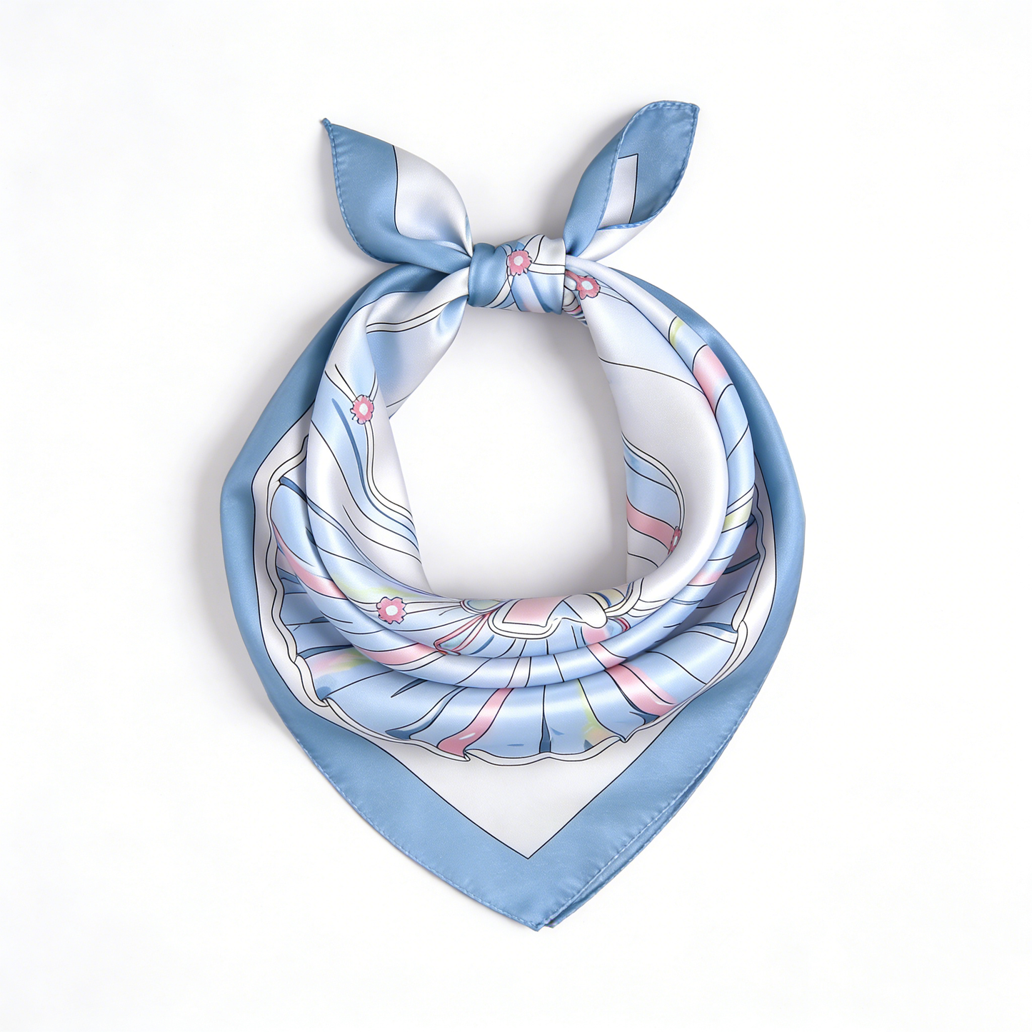 Blue Floral Gradient Silk-Like Scarf