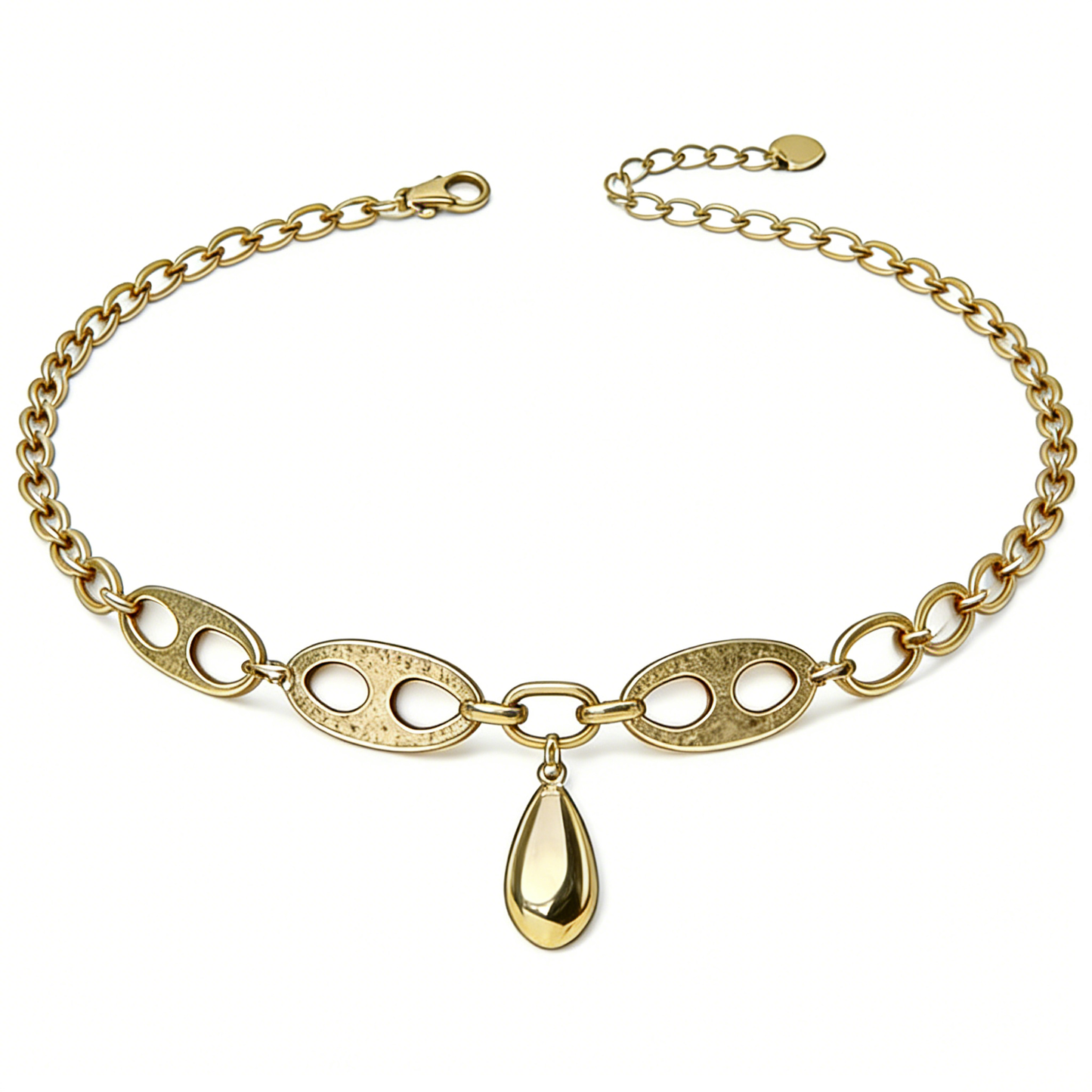 Oval Link Teardrop Waist Chain