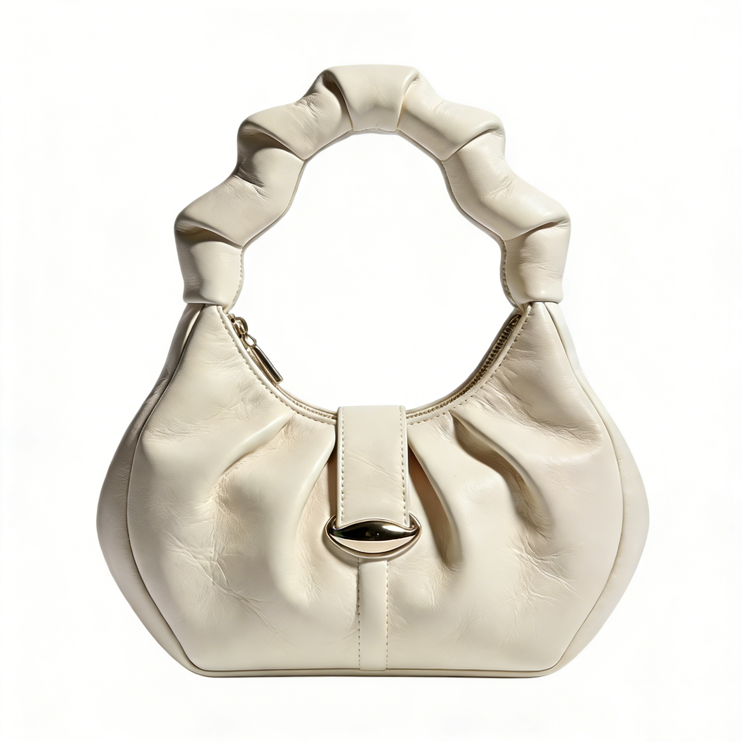 White Ruched Cloud Handbag