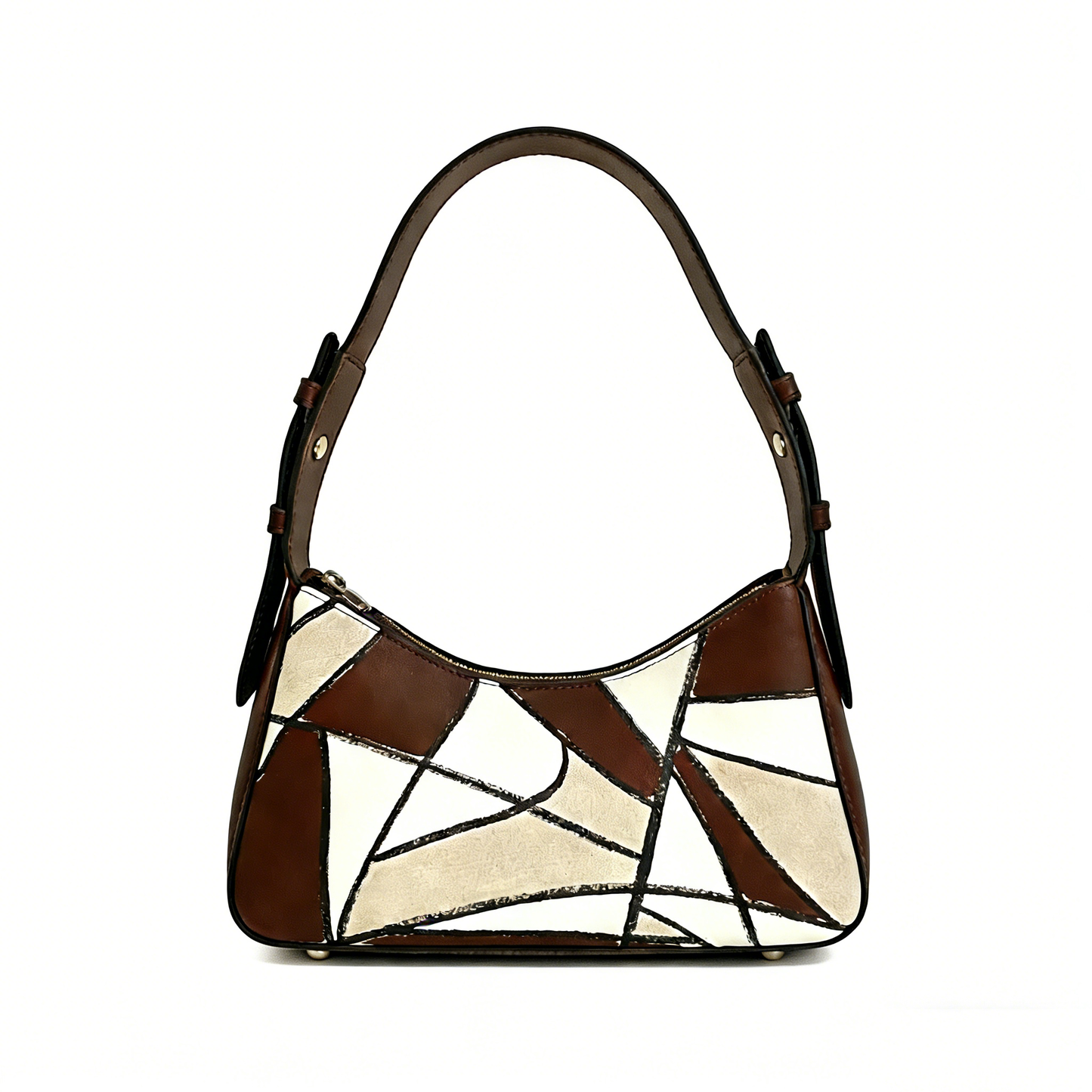 Geometric Mosaic Leather Shoulder Bag