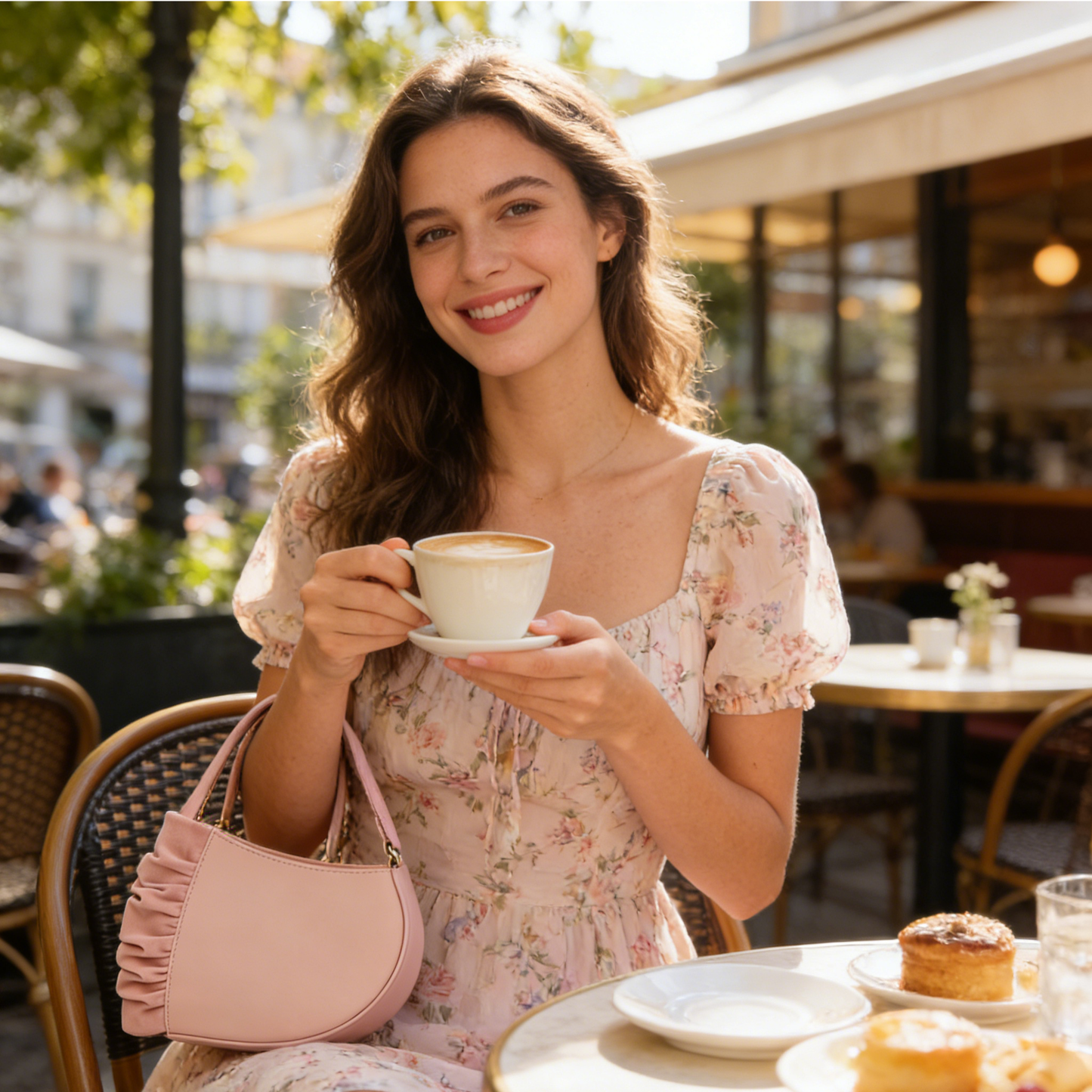 Blush Ruched Shoulder Bag
