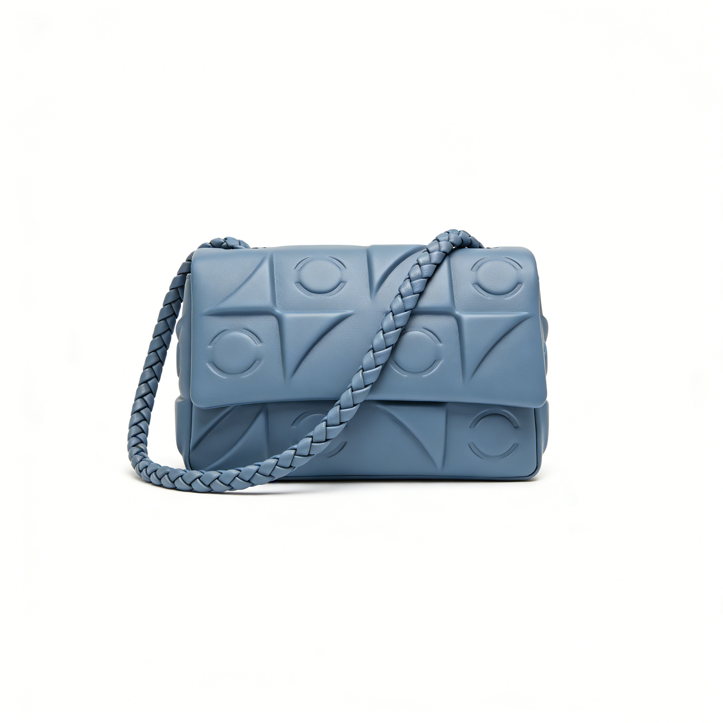 Blue Braided Strap Quilted Clutch