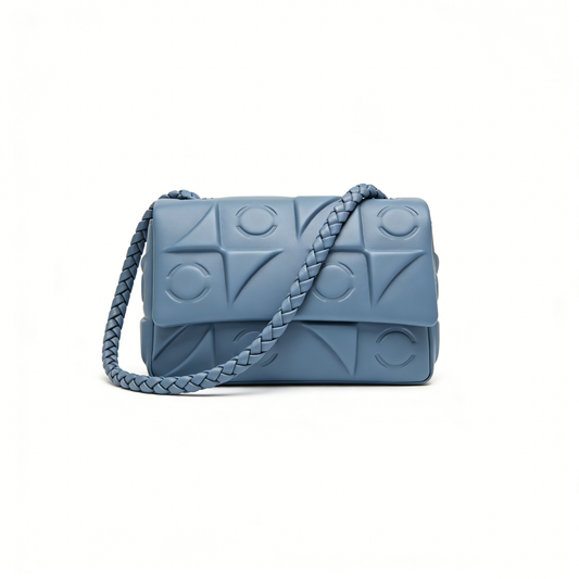 Blue Braided Strap Quilted Clutch