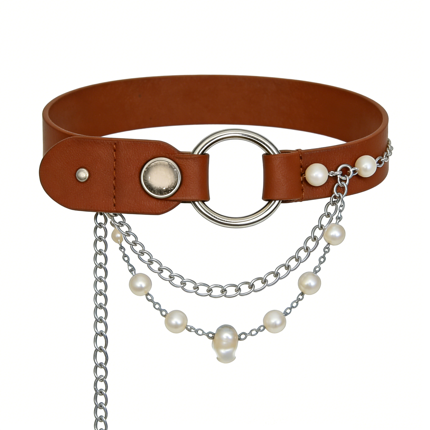 Layered Chain Leather Belt