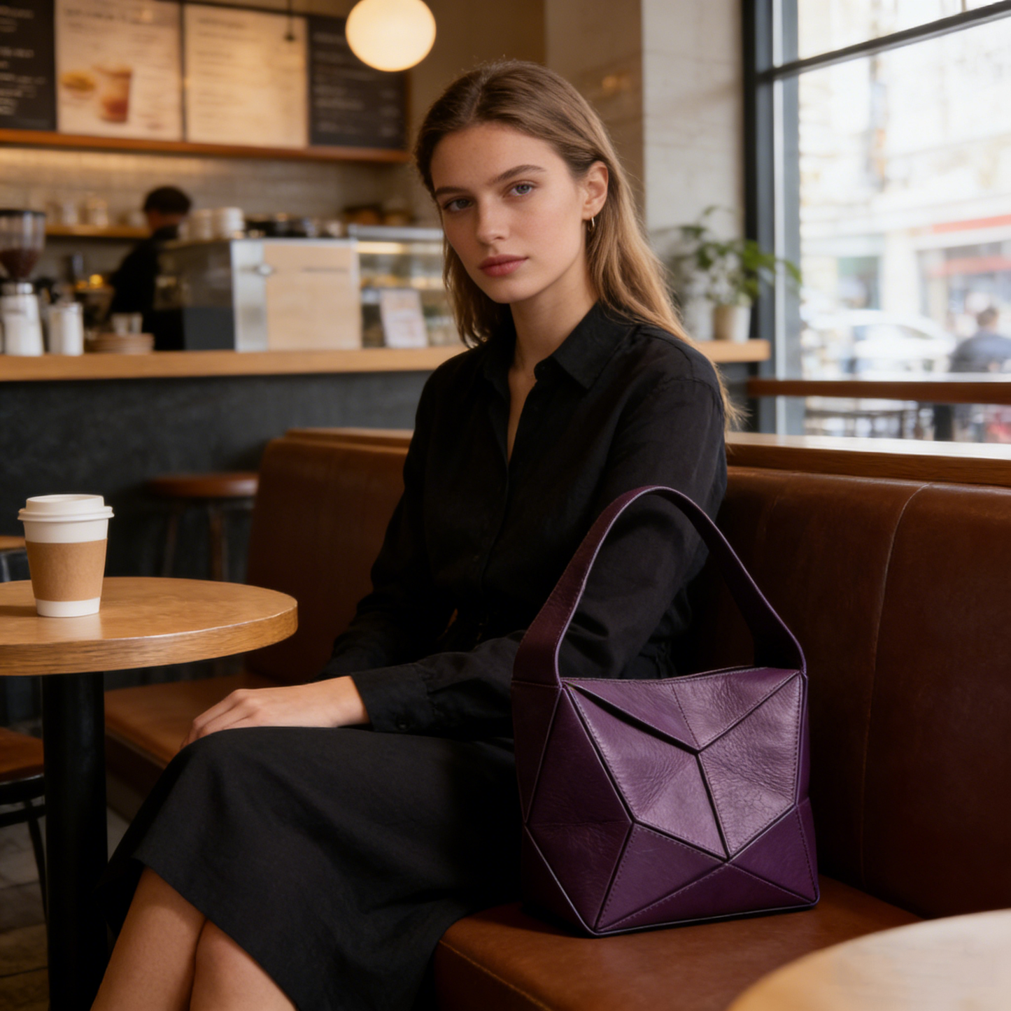 Purple Tone Geometric Origami Tote Bag