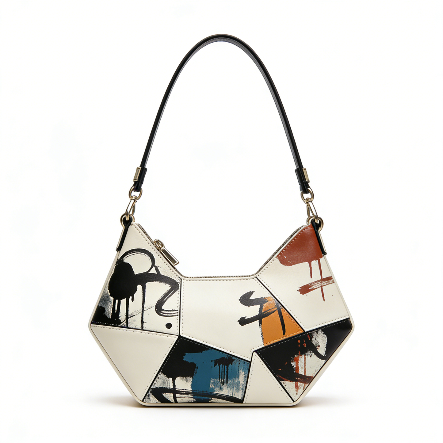 Vintage Patchwork Graffiti Armpit Bag