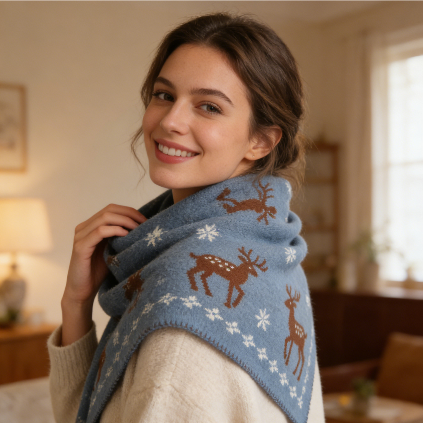 Misty Blue Moose & Snowflake Triangle Wrap