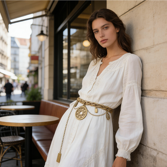 Retro Round Pendant Woven Belt