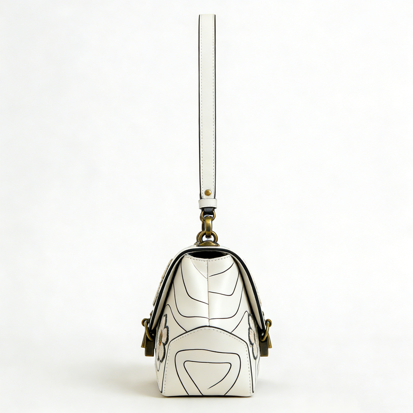 Embroidered Floral Geometric Handbag