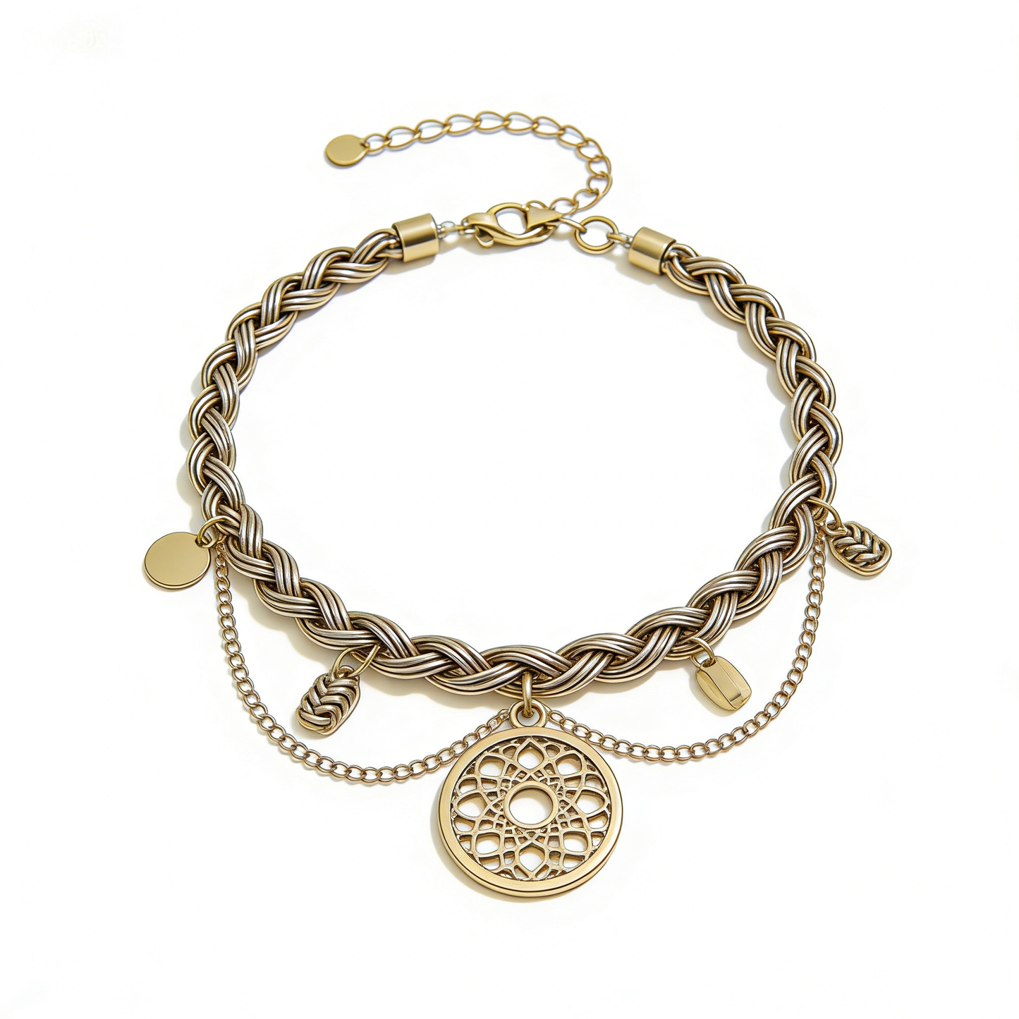 Retro Round Pendant Woven Belt