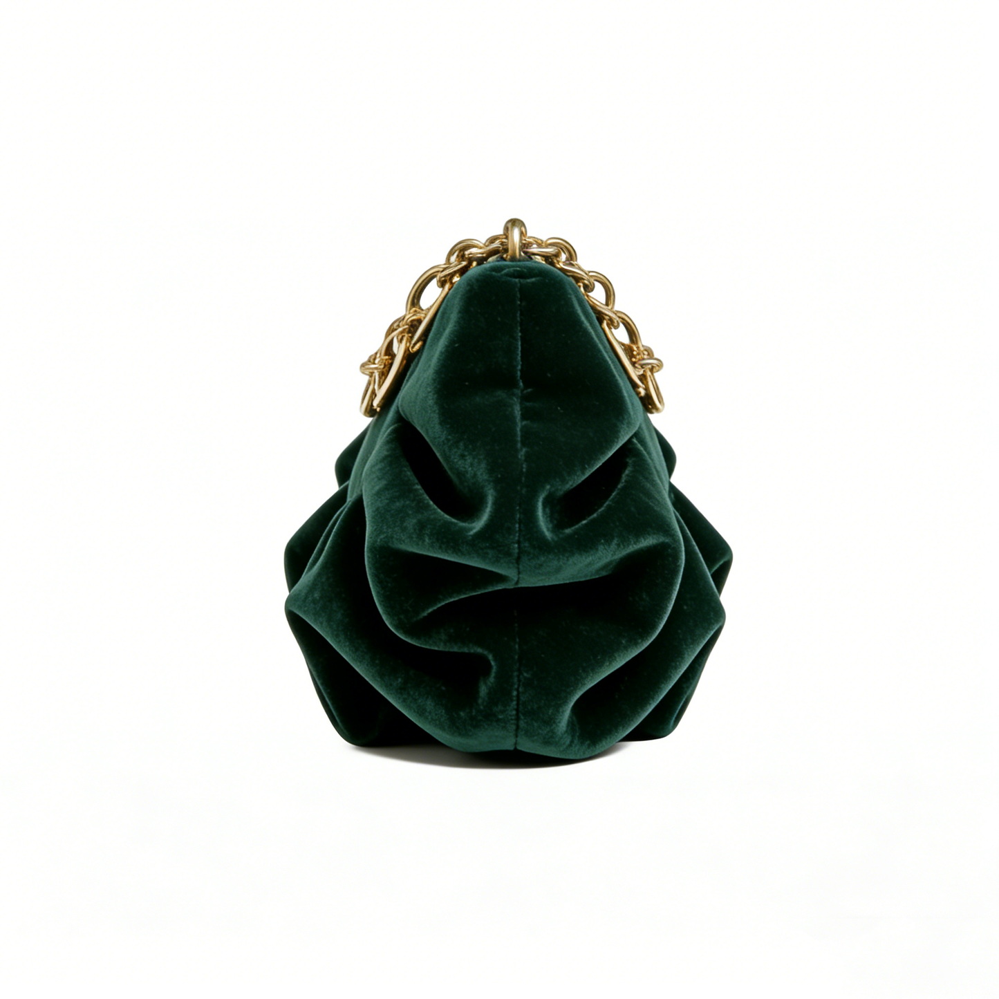 Dark Green Velvet Ruched Clutch