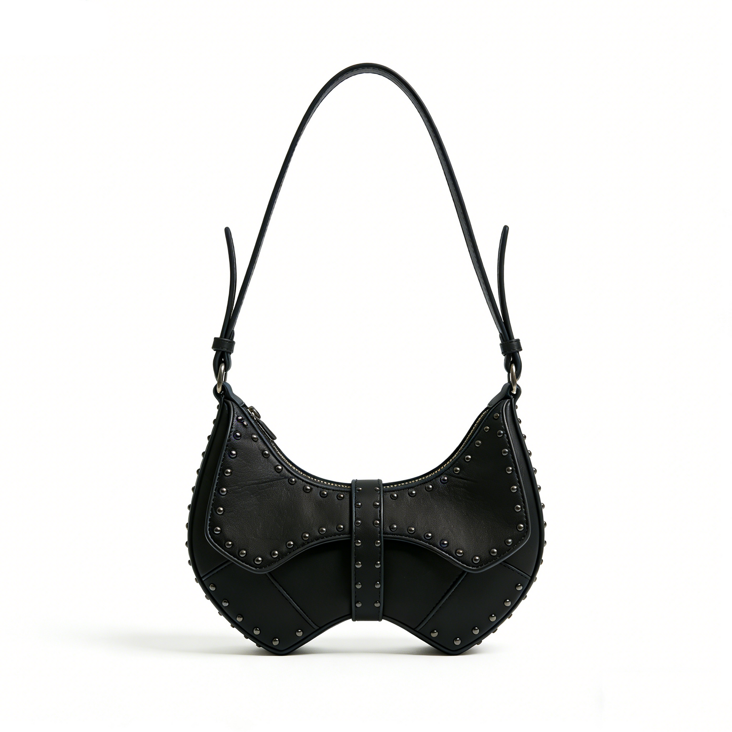 Black Studded Bow Shoulder Bag