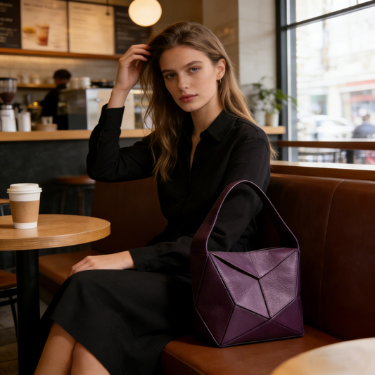 Purple Tone Geometric Origami Tote Bag
