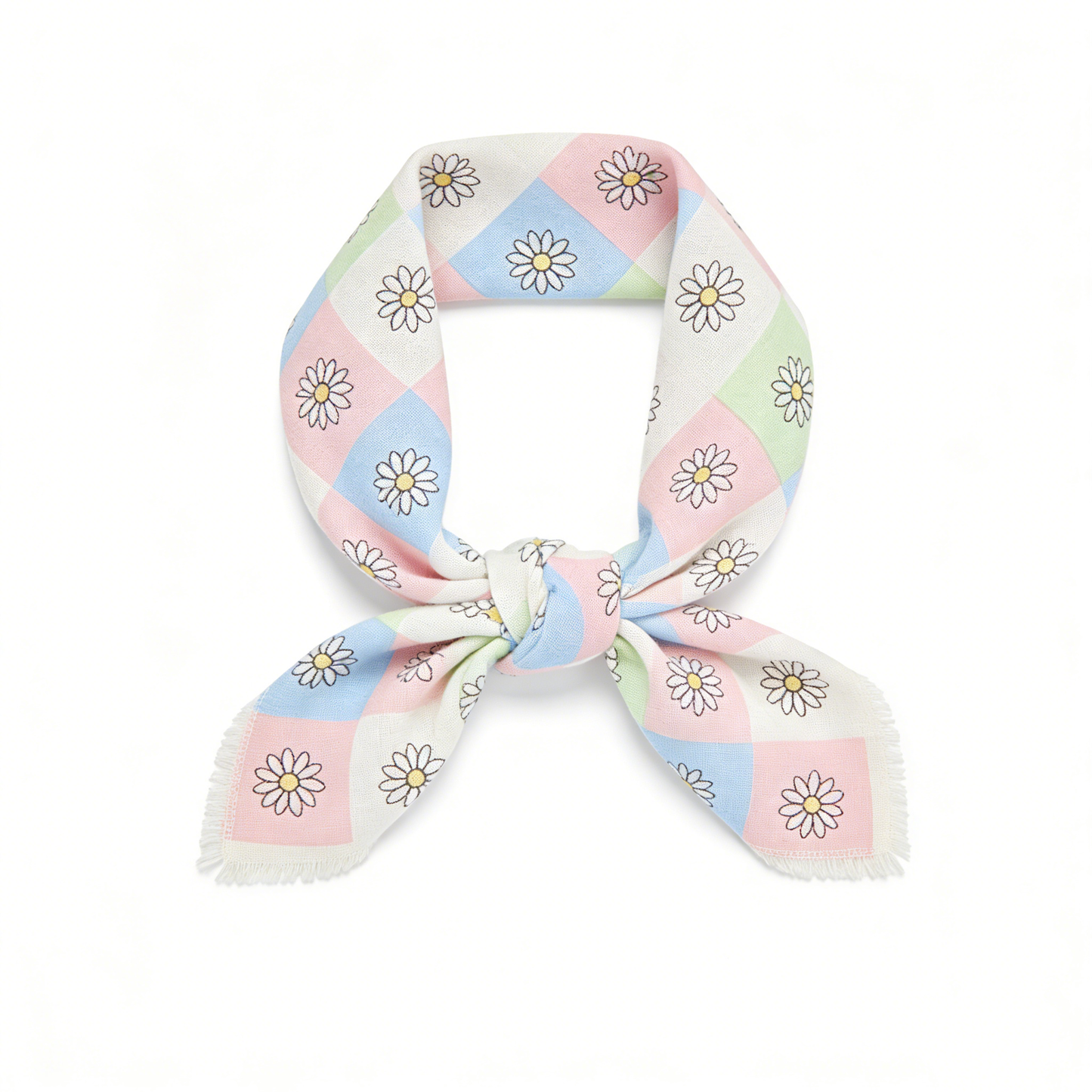 Macaron Checkered Daisy Square Scarf